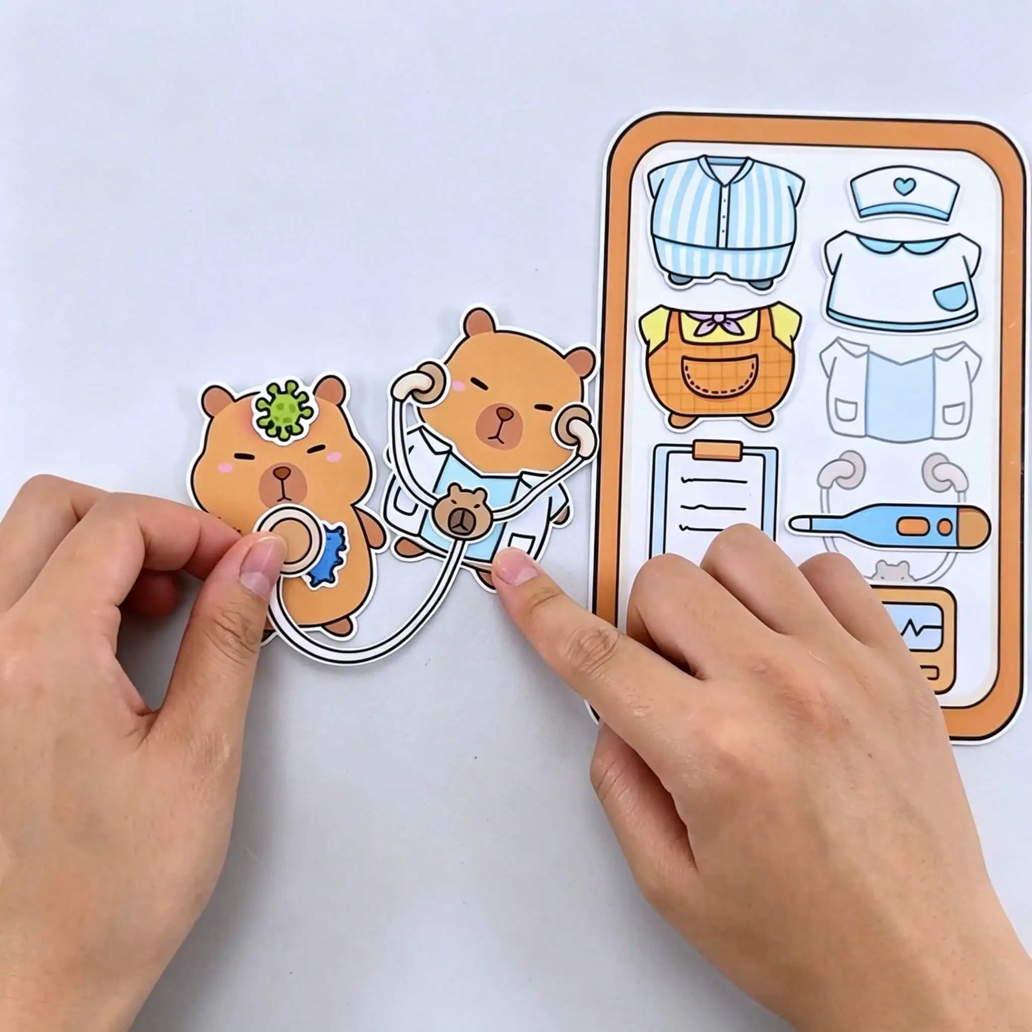 Capybara Doctor Interactive Quiet Book DIY Kit - Handmade Educational Toy for Focus and Creative Play