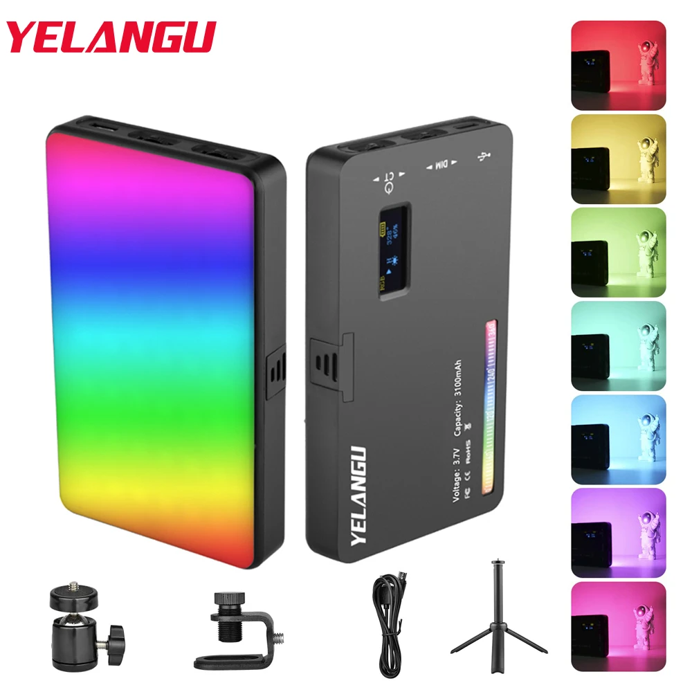 YELANGU LED RGB Camera Light Full Color Output Video Light Kit Dimmable ...