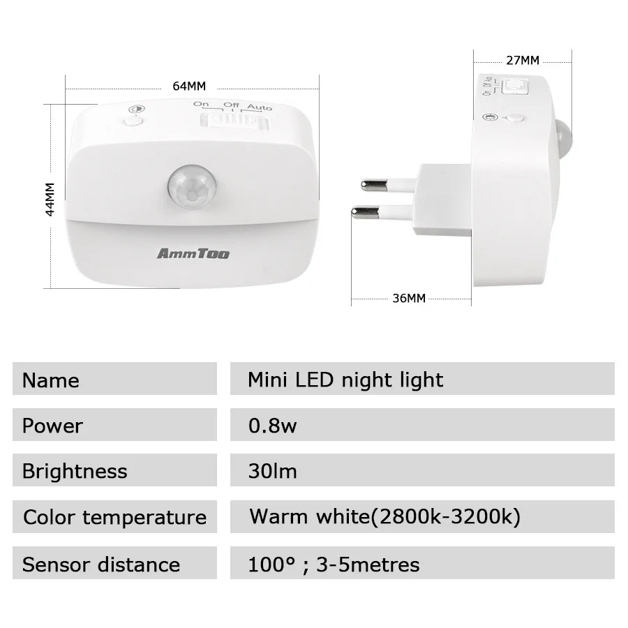 Motion Sensor Light LED Night Lights EU US Bedroom Bathroom Stair Kitchen Closet Aisle Body Induction Lamp