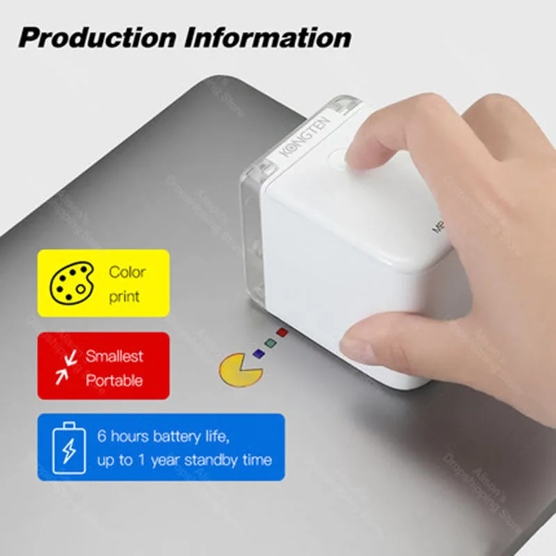 Portable Handheld Mini Color Inkjet Printers Wireless Mbrush With Color Fast Dry Ink  3D Printers
