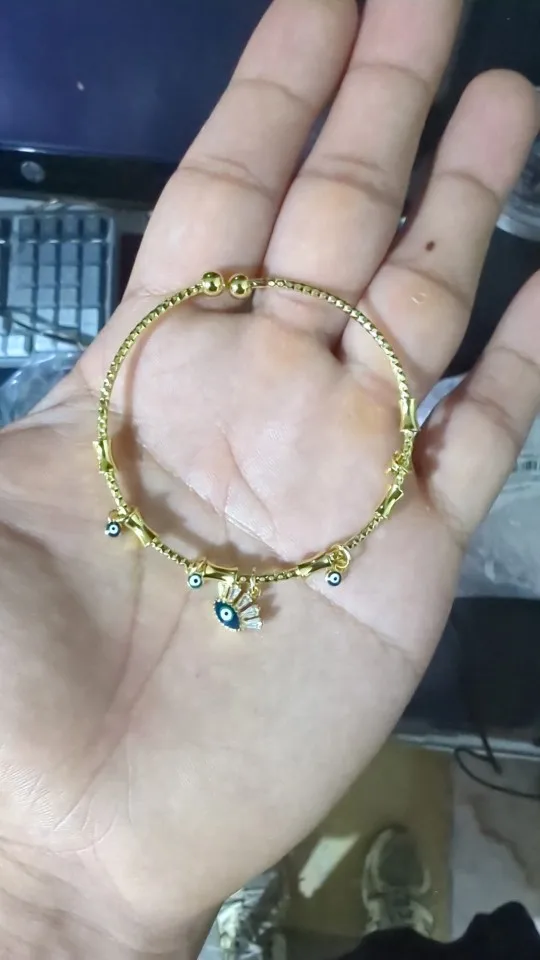 Gold Evil Eye Bracelet | Elegant Gold Bangle photo review