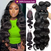 12A Tissage Cheveux Humains Avec Fermeture 3/4 Tissages avec 2x6 Fermeture à Lacets Cheveux Vierges Extensions Cheveux Bruts Tissage Bouclé Longueur Réelle Tissage Livraison 3 Jours 1