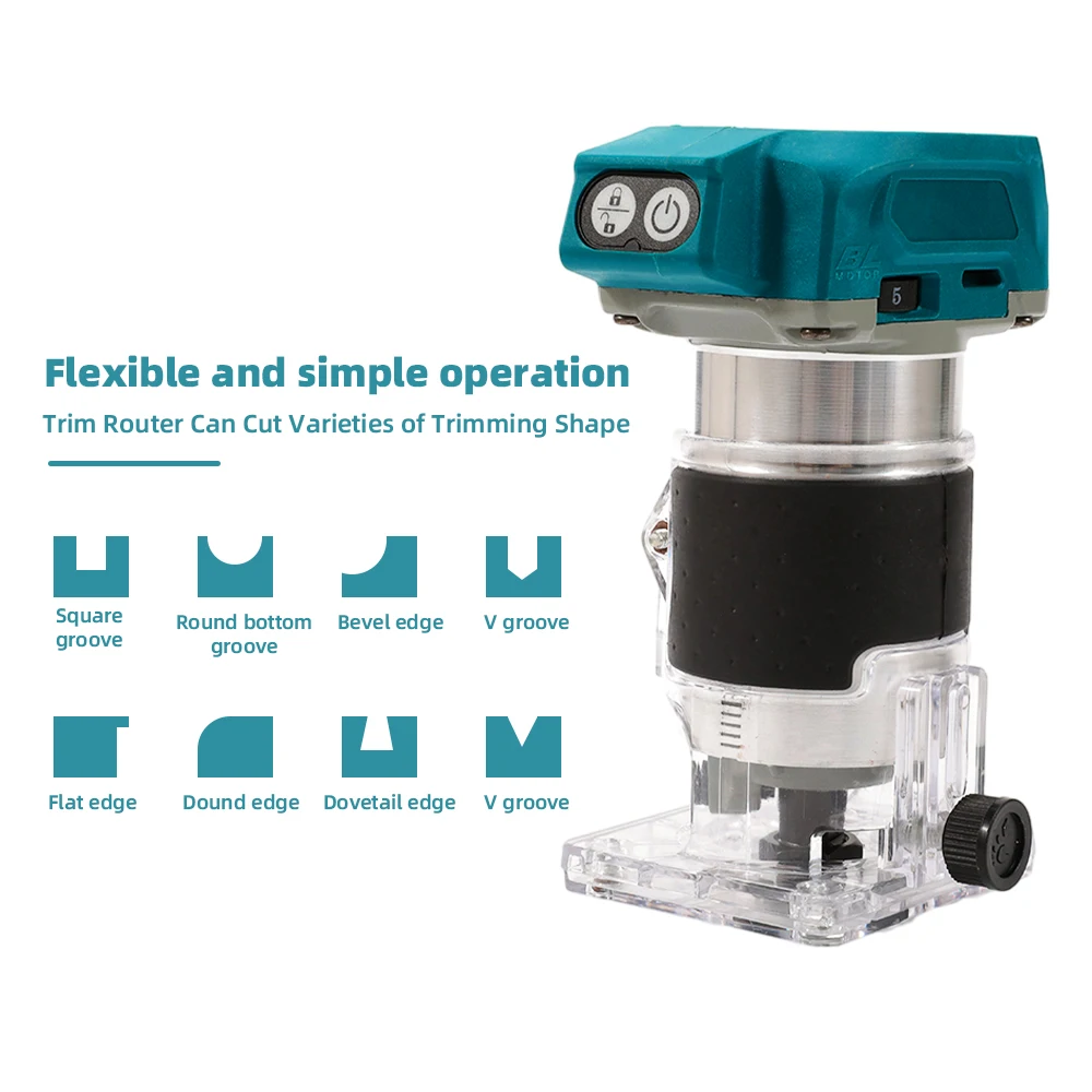 OWJHE 5-Gang Bürstenloser Elektrischer Handtrimmer Kabelloser Holzfräser Holzbearbeitungs-Gravurfräser für Makita 18V Akku – Detail 6