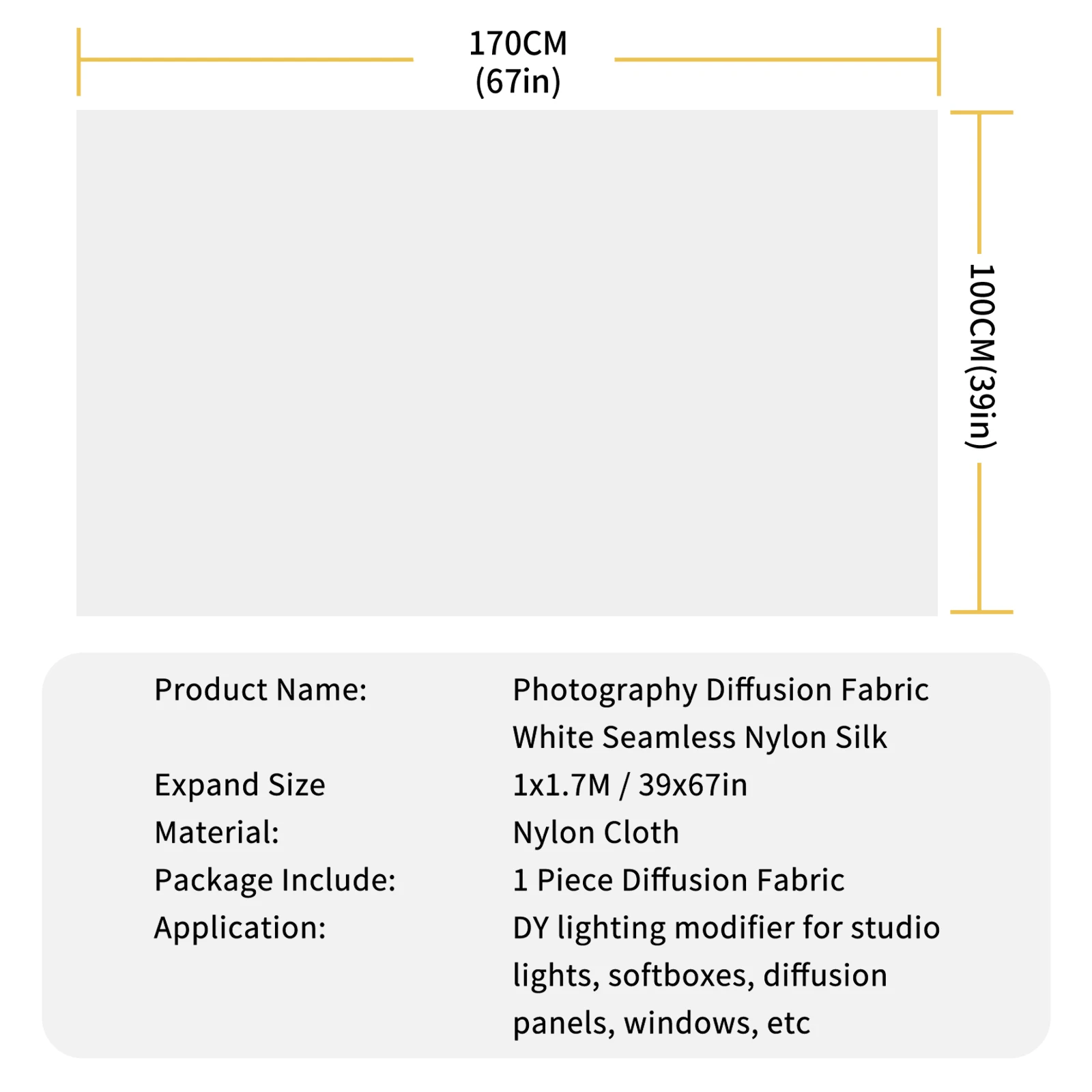 1M x 1.7M Diffusion Fabric Photography Background Nylon Silk White Seamless Ligh