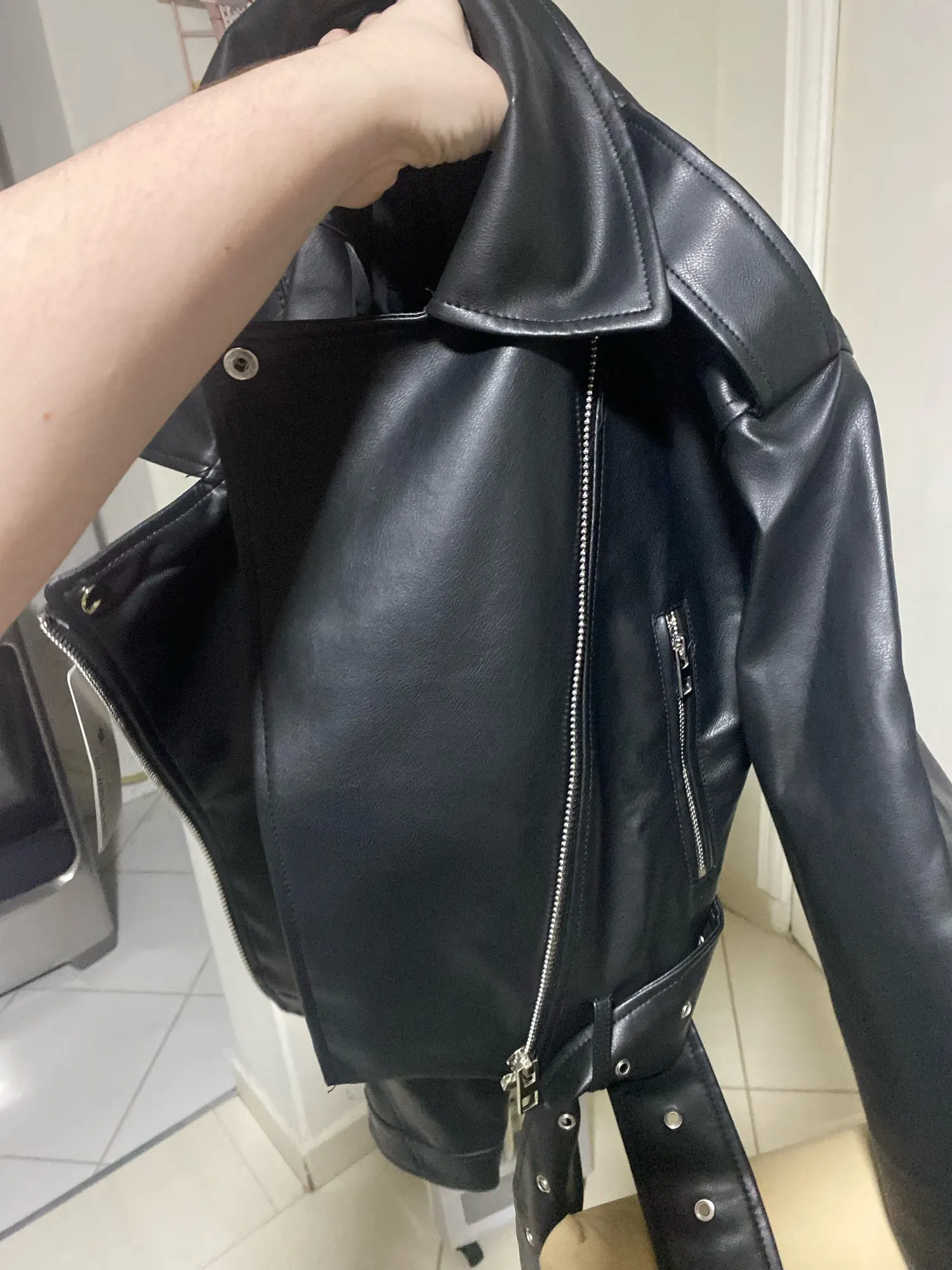 Ailegogo Faux Leather Short Jacket photo review