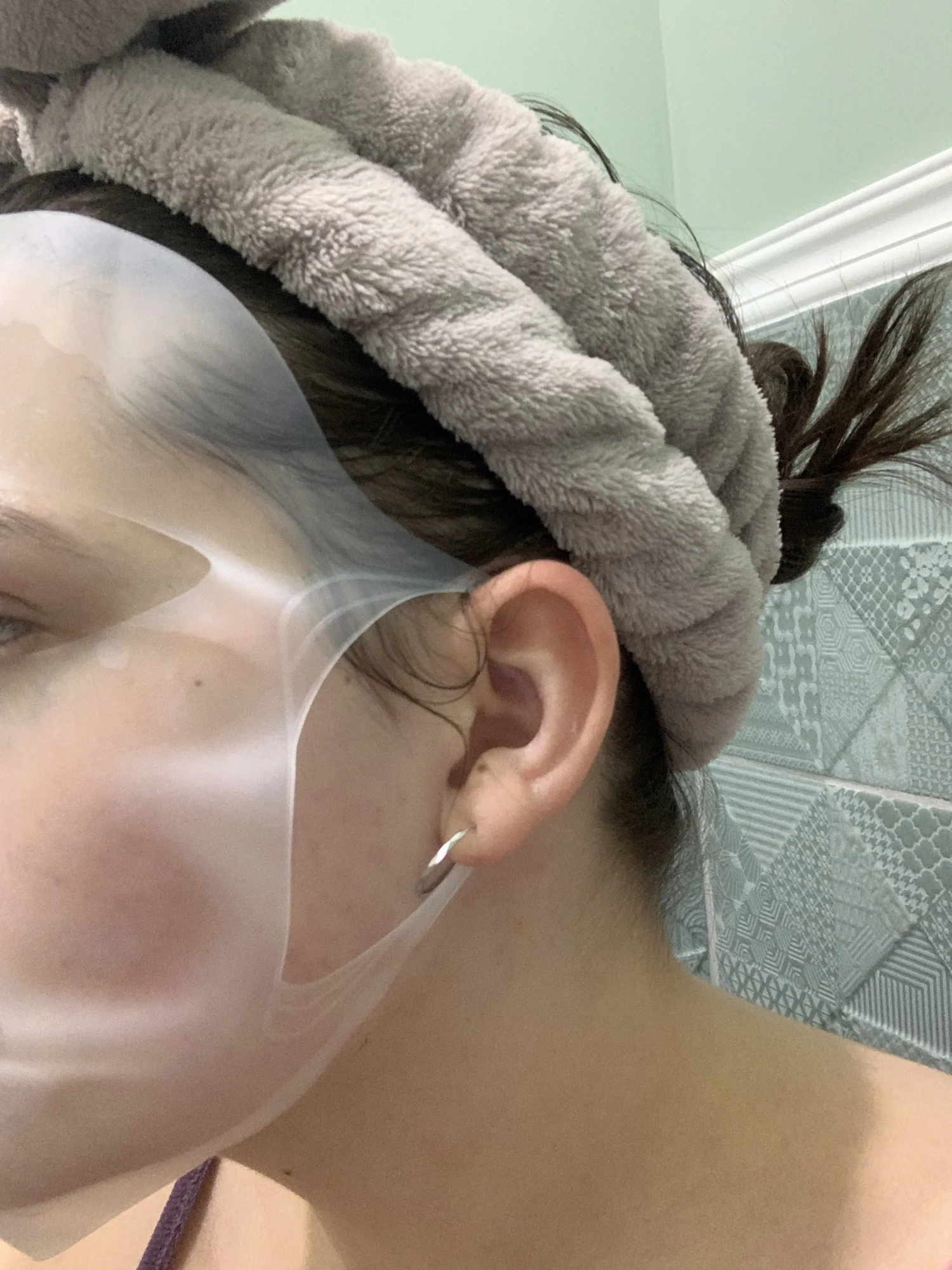 Silikon Ansiktsmask Återanvändbar Fuktgivande Lyftande Uppstramande Anti Skrynkla V Shape Face Firming Gel Sheet Mask Öron Fixed Hud Care photo review