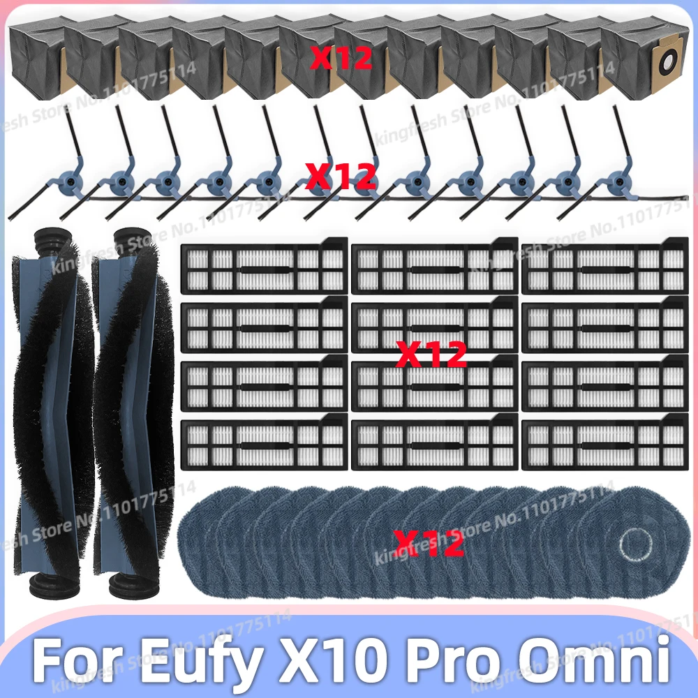 Fit For Eufy X10 Pro Omni T2351 Robot Vacuum Replacement Parts Main Roller Side Brush Hepa Filter Mop Pad Cloth Dust Bag