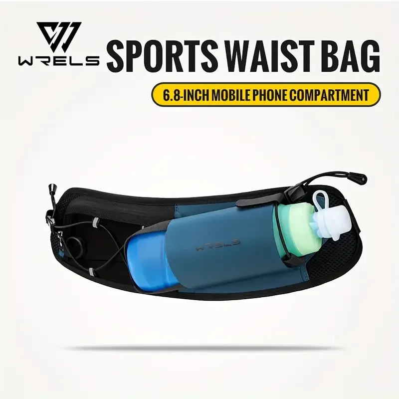 WRELS Running Bag Waist bag Men Belt bag Marathon Trail Waist Pack For Phone Water Bottle Sports Fanny Pack Fitness Dual Pocket WRS-8820