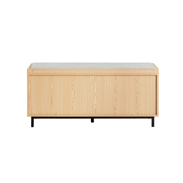 Shoe bench with seat plank with sliding doors Shoe bench with seat plank with sliding doors