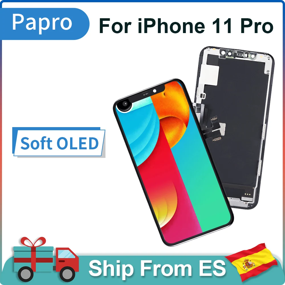 

100% New SoftOLED Pantalla For iPhone 11 Pro GW Grade Display with 3D Touch Screen Digitizer Assembly No dead Pixel Ship From ES