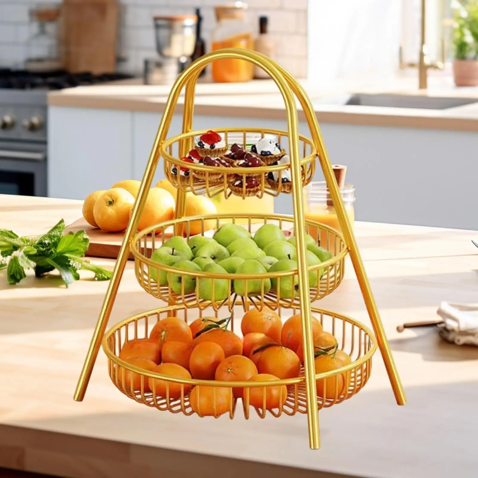 FOUVIN Fruit Etagere 3 livelli Portafrutta Portafrutta in etallo per