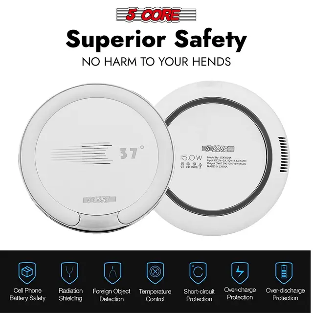 5 Core Wireless Phone Charging Pad 15W Qi-Certified Fast Charger Mat Cargador CDKW04 W - Image 4