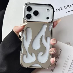 Skin - Friendly Hollow Flame Pattern Anti - Drop TPU Phone Case Cover - iPhone 18 Pro Max (Plating Silivery)