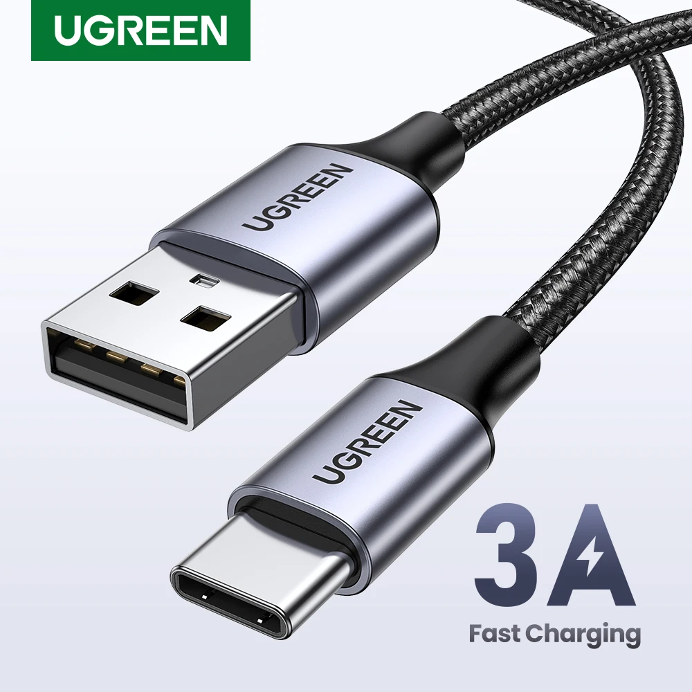 Ugreen usb tipo c cabo 3a de carregamento rápido para samsung s20 s21 xiaomi poco usb c cabo de fio usb c carregador de telefone cabo de carregamento