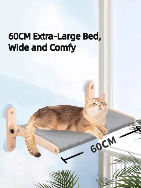 Cat Window Hammock with Strong Suction Cups, Ø85mm – Removable Fabrics, Holds up to 20KG 1
