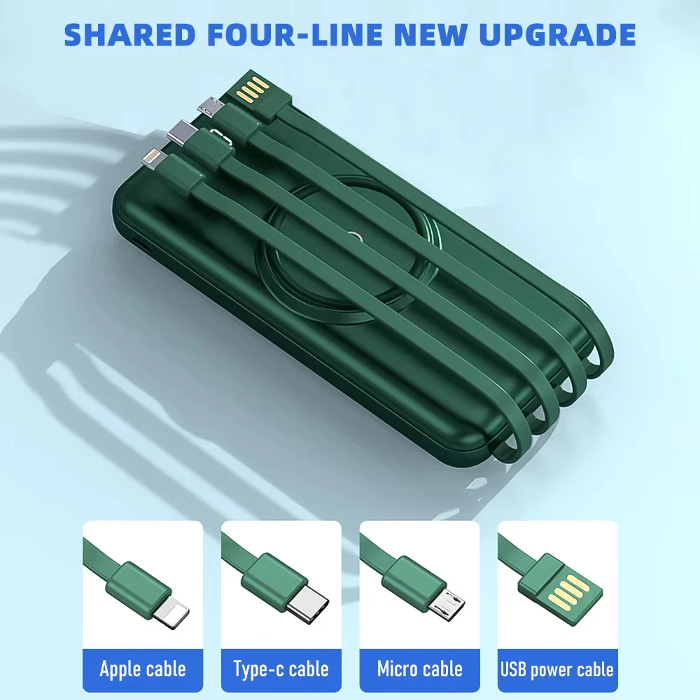 New 30000mAh Wireless Power Bank Fast Charging Built-in Quad Power Cable Mobile Phone Charger For iPhone 14 15 16 Xiaomi Samsung 3