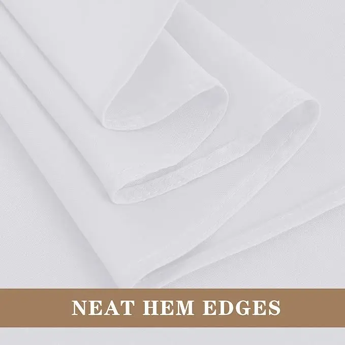 6-Pack White Round Tablecloths, 120 Inches Diameter, Stain Resistant, Polyester, Ideal for Weddings or Parties. 4