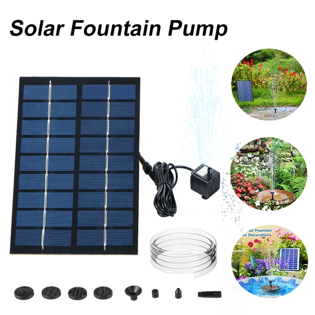 Napenergia Szökőkút Szivattyú Madárfürdőhez 6 Fúvóka Úszó -Szökőkút Kerti Medencékhez Tavak Halkartályok - Image 2