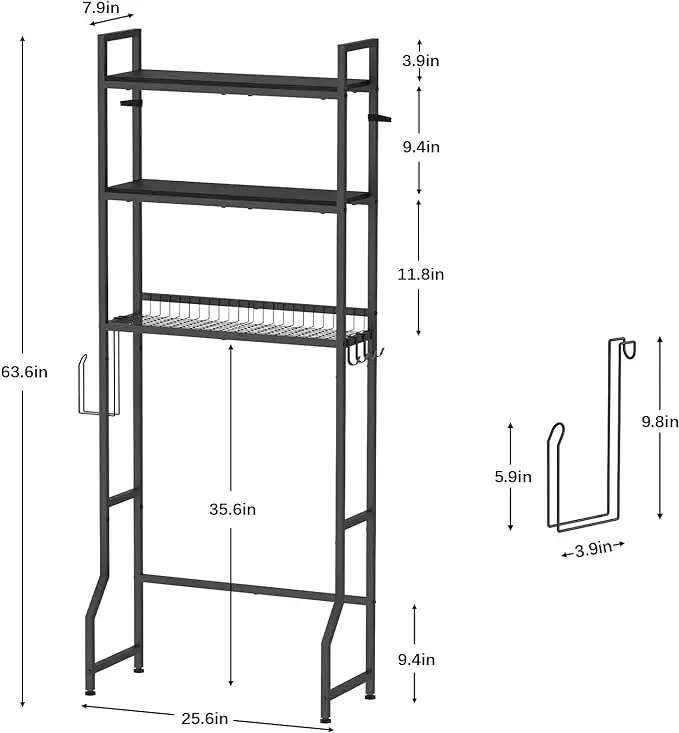 Over The Toilet Storage 3 Tier Over Toilet Bathroom Organizer Wooden Bathroom Space Saver Freestanding Above Toilet Stand with 4 2