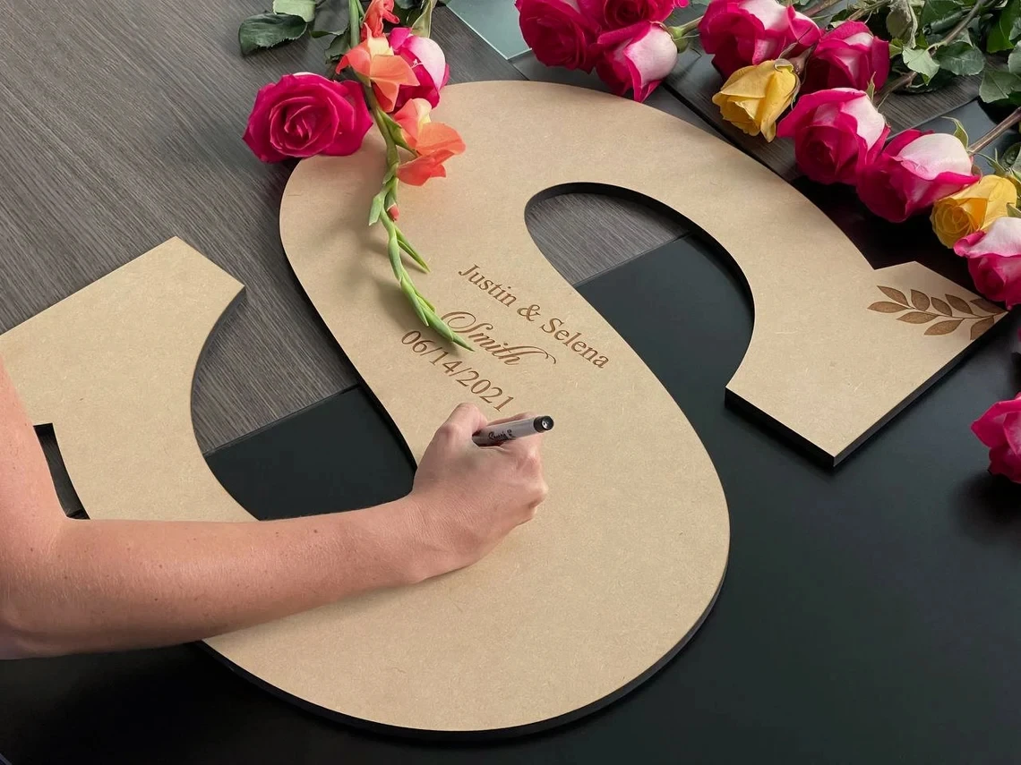 Wood Letter Wedding Guestbook Personalized Wedding Sign Modern Decor Guest Book Alternative Event Sign in