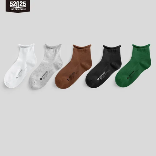 52025 롤-블라우스 암모니아 코튼 발목 여성 양말 여성 중반 세미 통 컬링 양말 비 바인딩 블라우스 조품 편안한 스위트 스타일 소녀용 양말 양말 6