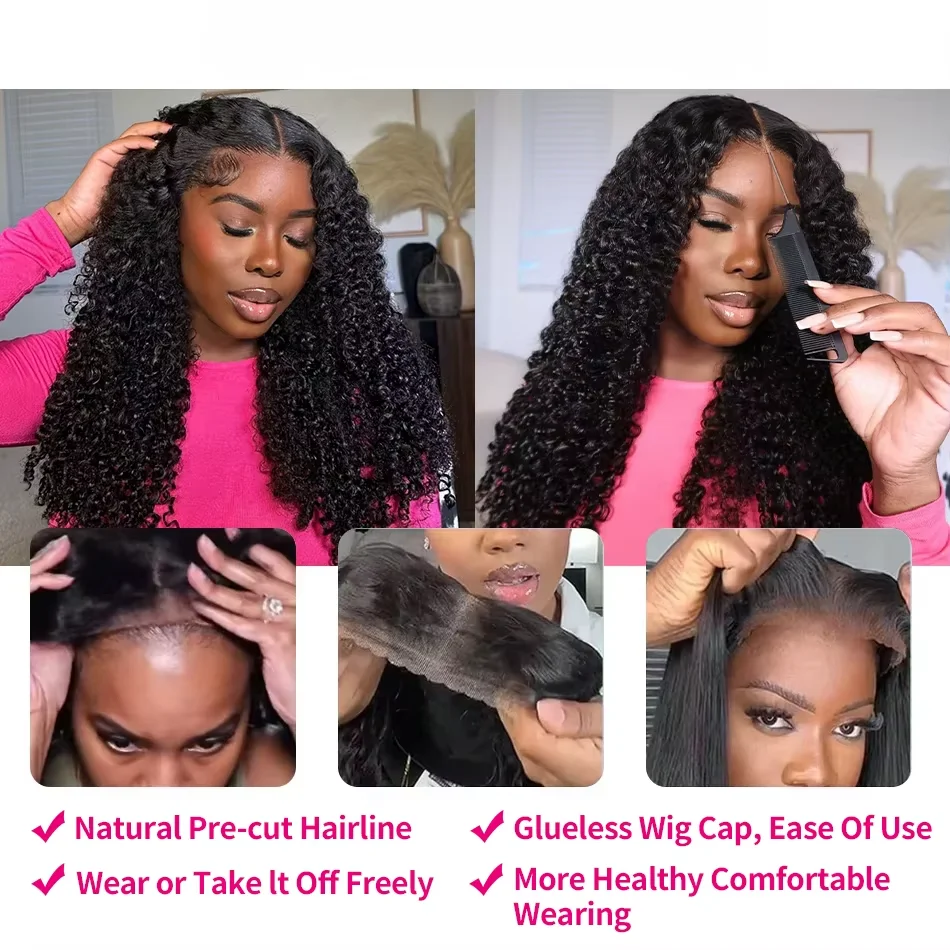 Glueless Wigs Human Hair Wear And Go Pre Cut 13x4 Hd Lace Closure Wig Deep Wave Curly Human Hair Wig Brazilian Water Wave Wig 6