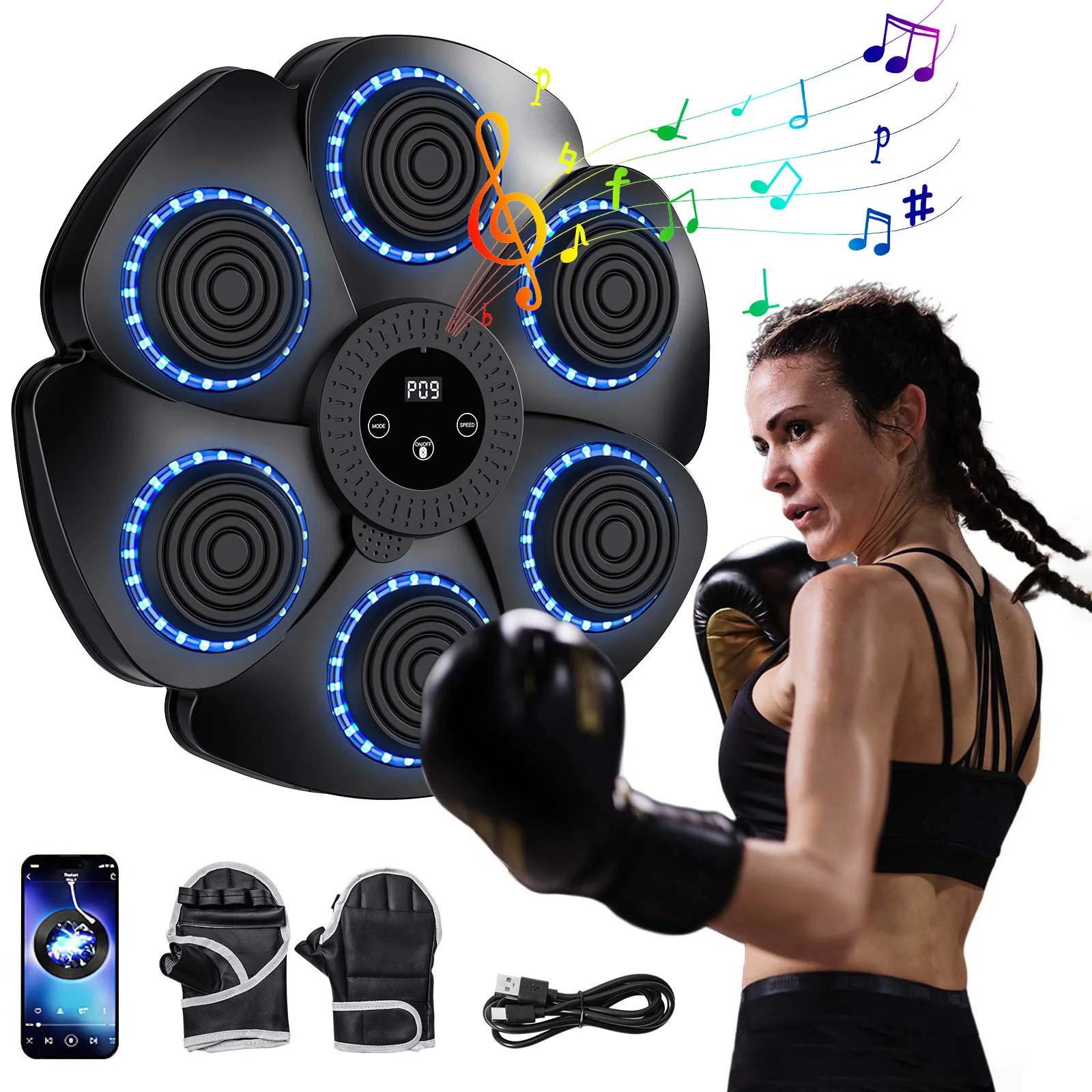 Nouvelle Machine de boxe musicale intelligente pour adultes/enfants, entraîneur de sport, Fitness, exercice à domicile, entraînement de réponse, cible murale de boxe