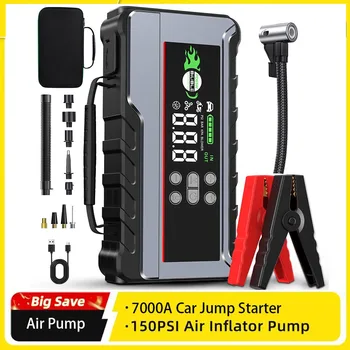 7000A Auto Jump start 150PSI Compressore d'aria PD65W Accumulatori e caricabatterie di riserva portatile Booster Power Batteria per auto Fotocamera di avviamento