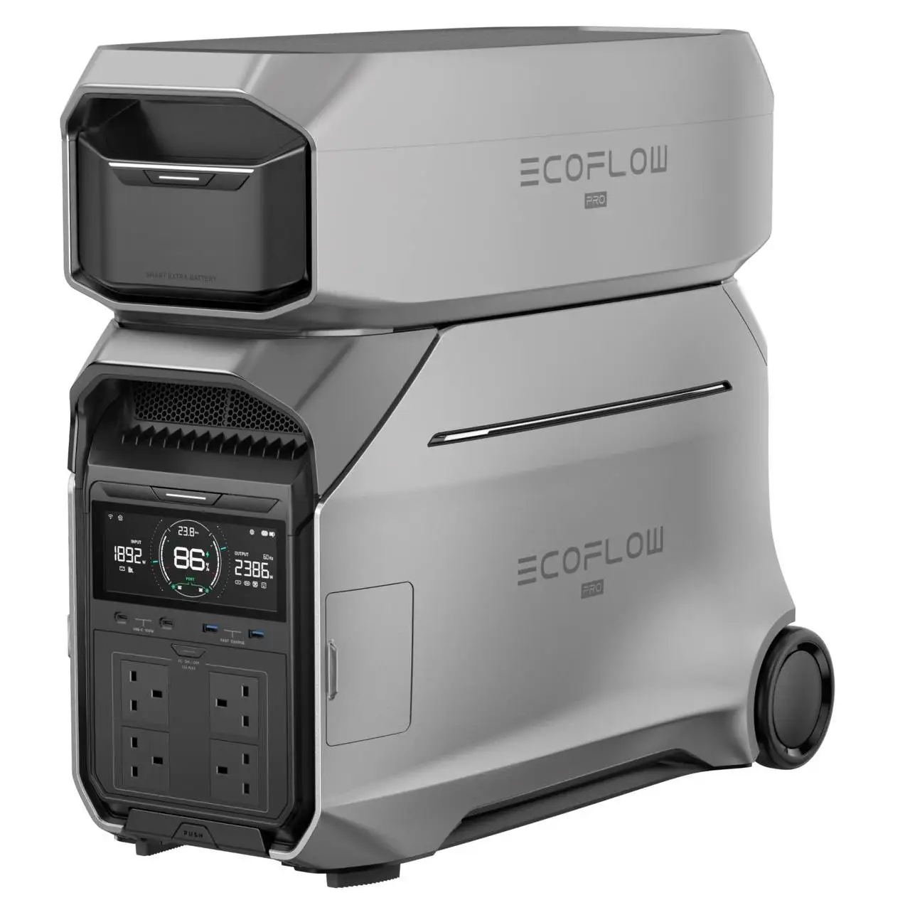สถานีไฟฟ้าพกพา ECOFLOW DELTA Pro 3 8KW พร้อมแบตเตอรี่เสริม, กำลังไฟ AC 120/240V 4000W, เครื่องกำเนิดไฟฟ้าพลังงานแสงอาทิตย์สำหรับใช้ในบ้าน 1