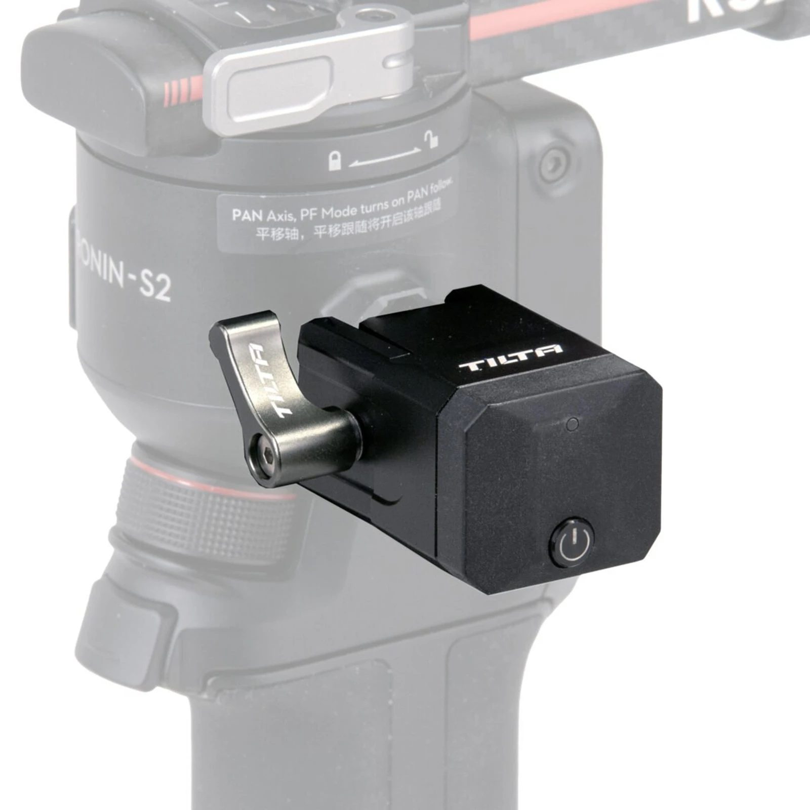 Module récepteur TILTA TGA-RCR pour DJI Ronin RS4 en action, contrôle sans fil professionnel.