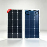 Panneau solaire bifacial de 120 watts, module solaire en verre trempé à haute efficacité avec cadre en aluminium, étanche et résistant aux intempéries pour système d'alimentation extérieur de maison, camping-car, bateau. 1