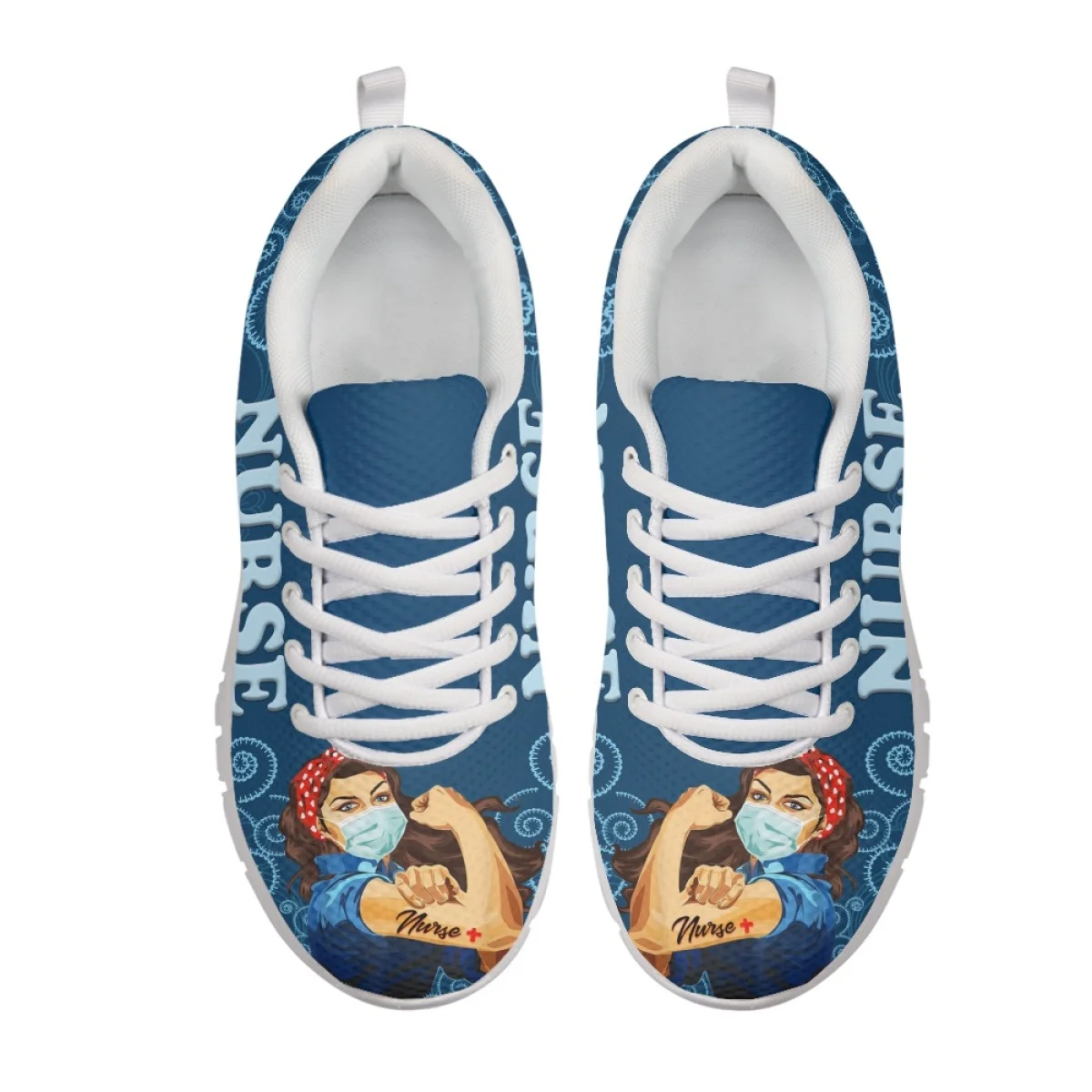 INSTANTARTS Female Nurse Shoes Lightweight Lace-up Sneakers Strong Nurse Girls Paisley Pattern Women's Sport Shoes Zapatos Mujer