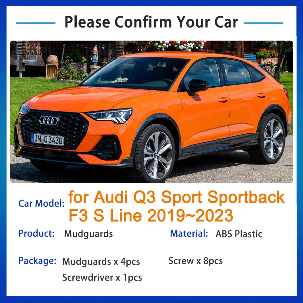 JIAQINF Paraspruzzi Auto Kit Guardie Fango per Audi Q3 2013-2018, Anteriori Posteriori Impermeabile Paraschizzi Parafanghi