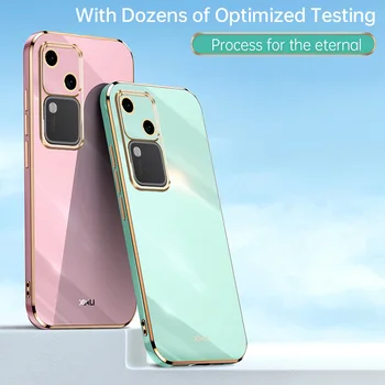 Vivo V30 V2318 Custodia 6D Placcatura Paraurti in silicone Morbida TPU Cover posteriore Antiurto Custodia opaca per Vivo V30 VivoV30 5G V2318