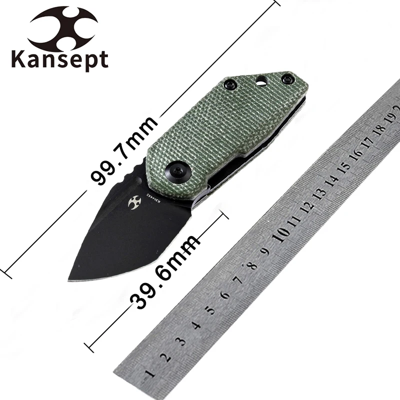 

Складные ножи kanseven RIO K3044A2, складной резец с черным лезвием из потертого камня, рукоятка из зеленой микрокарты, 4T5, для повседневного использования
