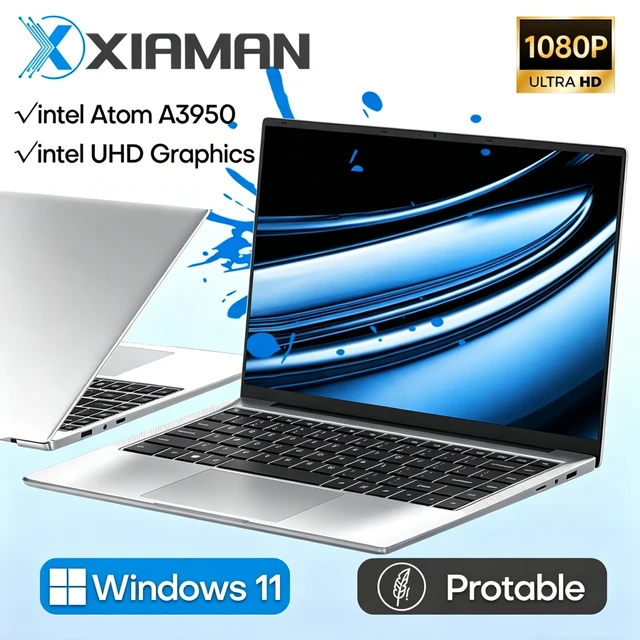 Ordinateur portable Xiaman, Windows 11 Pro, Intel A3950, carte graphique UHD, 12 Go de DDR, 1 To ou 2 To de SSD, Wifi5, écran IPS 1080P 1