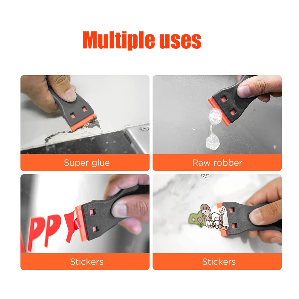 TOFAR 자동차 창문용 플라스틱 면도날 스크레이퍼, 틴트 청소 도구, 비닐 랩 필름, 유리 세라믹 오븐 라벨 스티커 리무버, 52 개