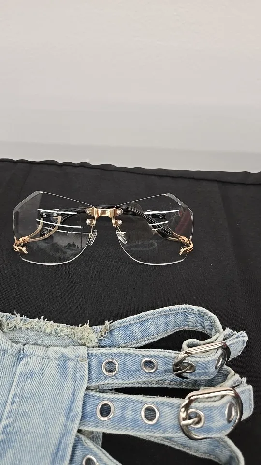 Irregular Rimless Sunglasses - Modern Cat Eye Fashion Eyewear photo review