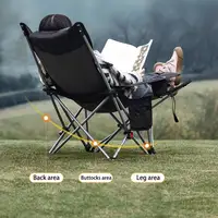 Outdoor Folding Lounge Chair with Foot Support Reclining Chaise Fishing Beach Chair Adjustable Angle for Garden Lawn Patio 3