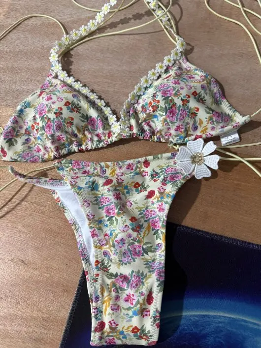 Goddess Vibes Floral Triangle Bikini Set with Wire-Free Support photo review