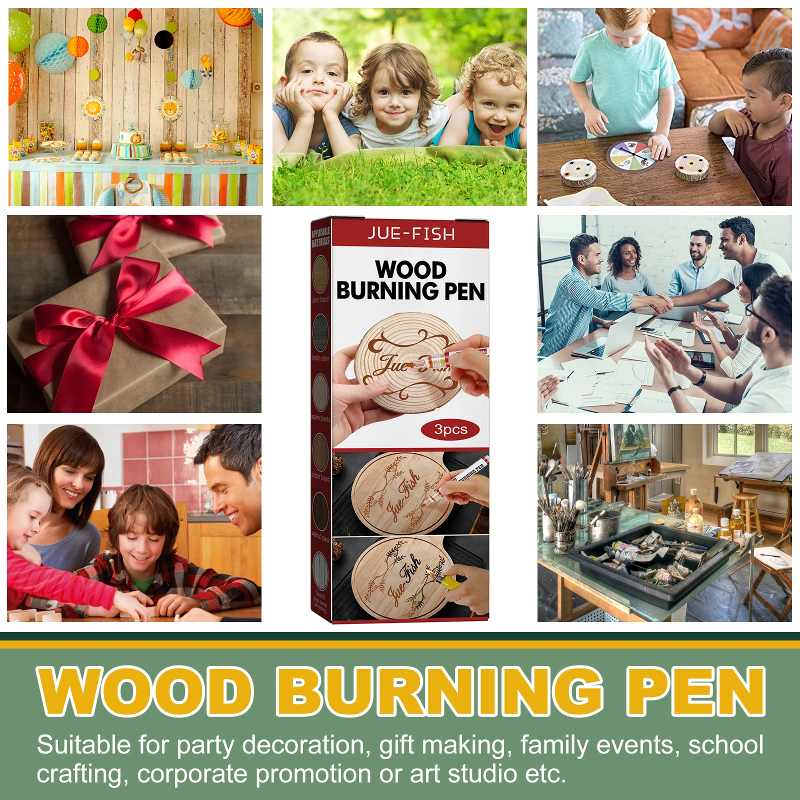 Jue-Fish Wood Burning Pen Soldering Art Pyrography Kit Tips Safe Non-irritat Practical Beginners DIY Wood Burning Markers Pens