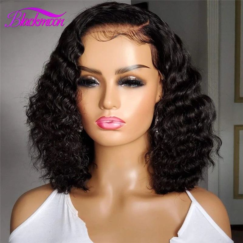 

Indian Human Hair Wigs Deep Wave Frontal Short Bob Wigs for Women 4x4 Lace Closure Wig Remy 13x4 Lace Front Wigs Pre Plucked