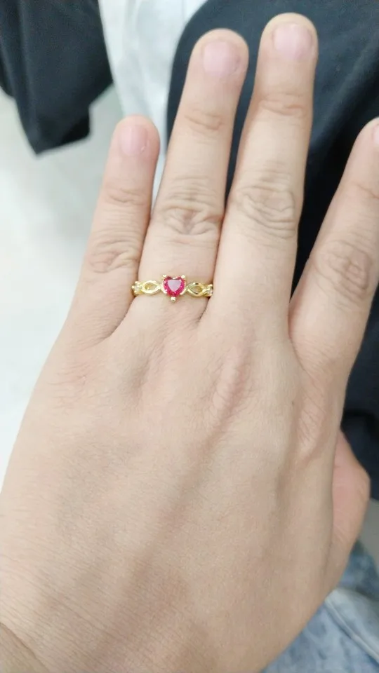 Huitan Simple Heart Ring For Women Female Cute Finger Rings Romantic Birthday Gift For Girlfriend Fashion Zircon Stone Jewelry photo review