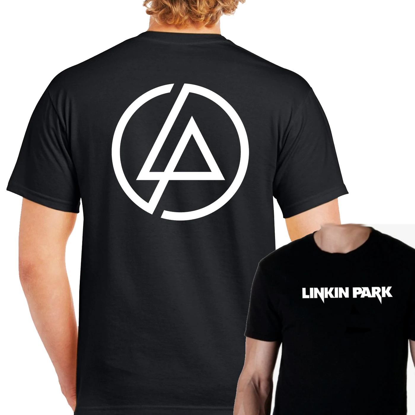 Linkin Park Men's Bracket Logo Slim Fit T-Shirt – Soft Ringspun Cotton, White - View #10