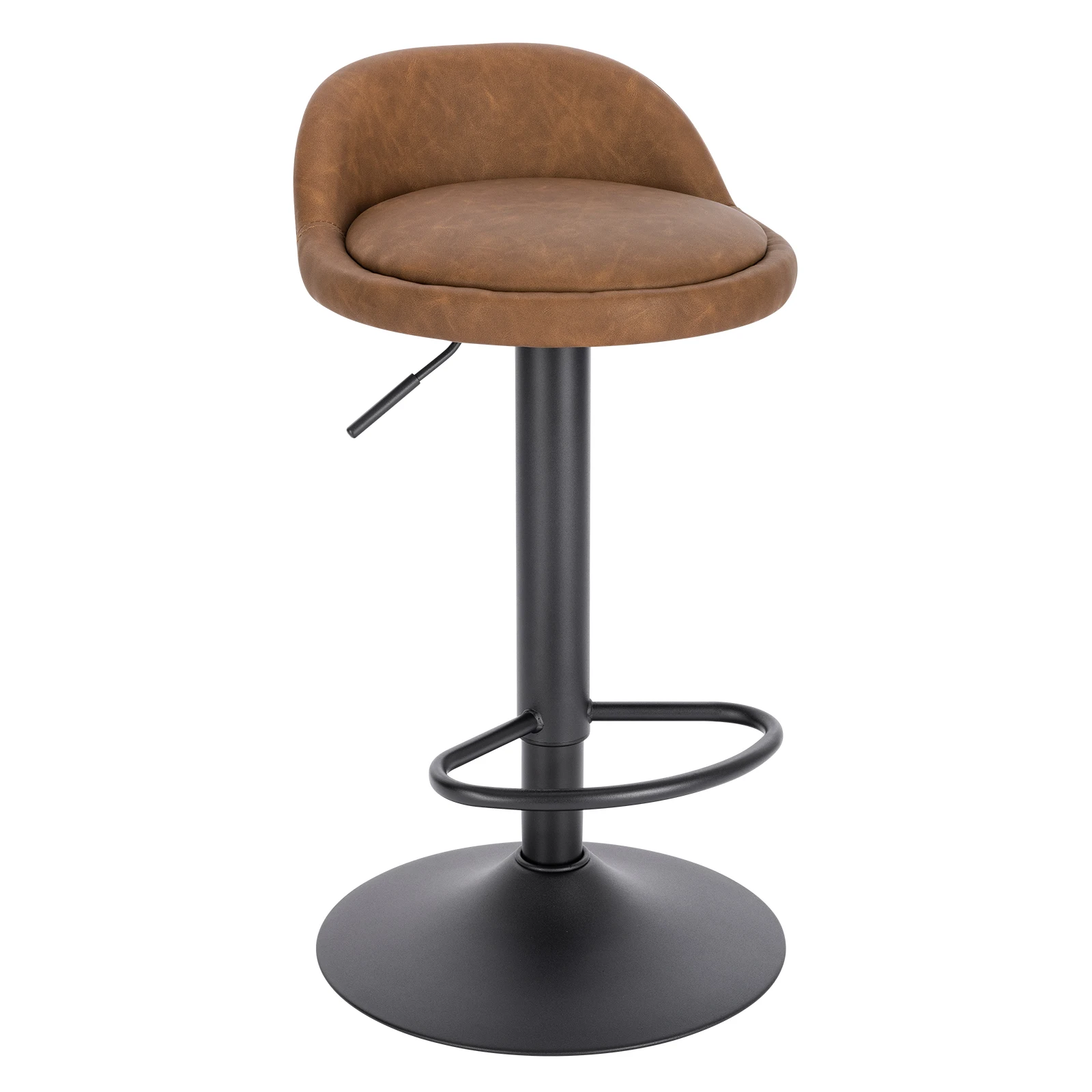 FineBuy Sgabello da Bar Bianco Ecopelle e Metallo Altezza del Sedile 62-82cm | Sgabello con Schienale Moderno Imbottito Regolabile | Ruotabile a 360