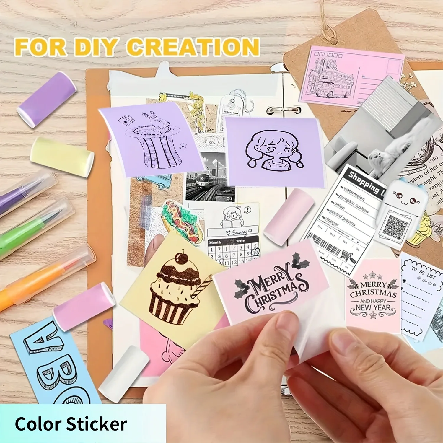 사진, 텍스트, 할 일 목록 등을 위한 미니 휴대용 다기능 열전사 무선 프린터 - USB 충전식, 고해상도 P