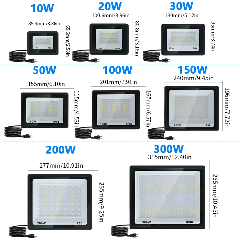 LED Flood Light 10W 20W 30W 50W 100W 150W 200W AC110  Reflector Outdoor Spotlight Street Light Led Exterior Wall Lamp For Garden