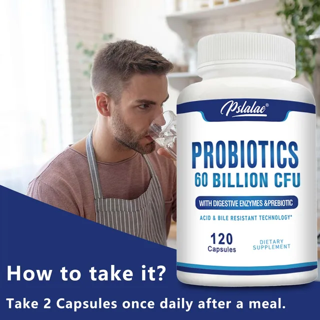 7619-19ecf1.jpg Probiotics - Help with Intestinal Health, Nutrient Digestion, Weight Management, Bloating Relief, Calorie Control - 120 Capsules