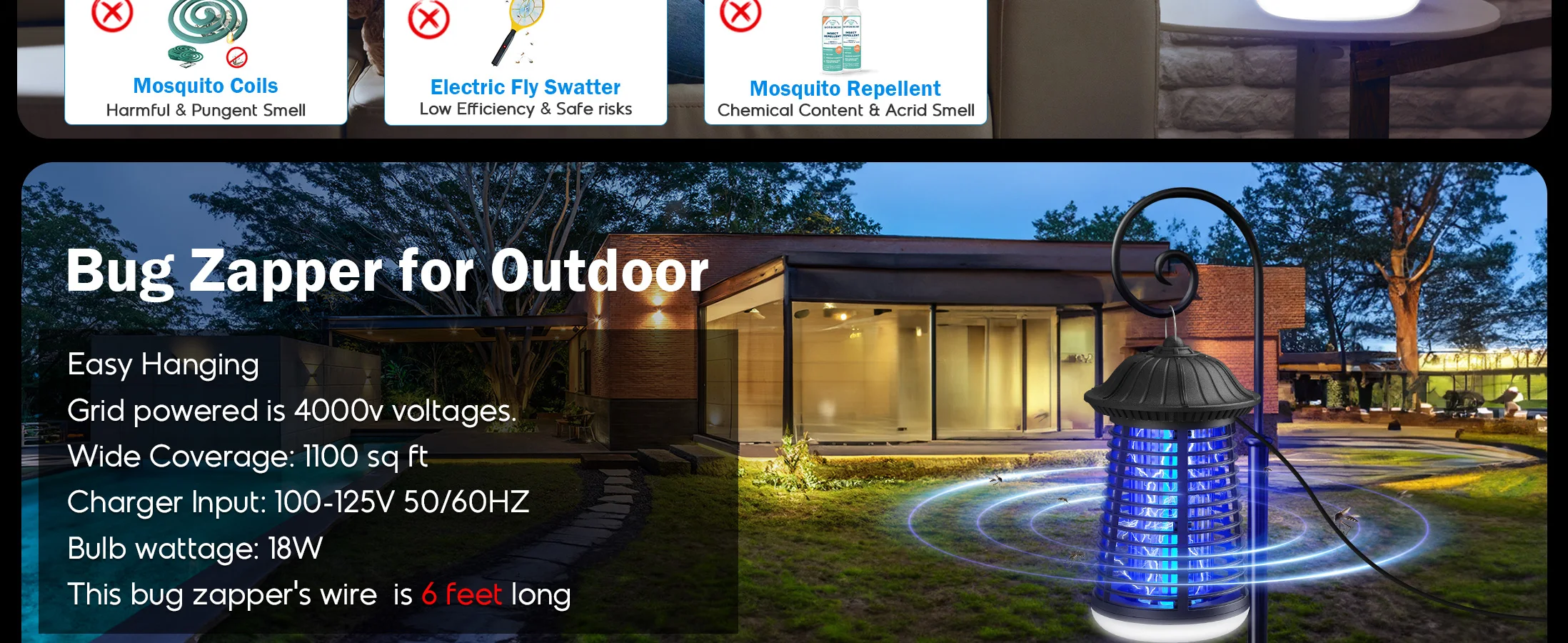Electric Bug Zapper For Home And Garden Mosquito Killer Lamp_voghion.com