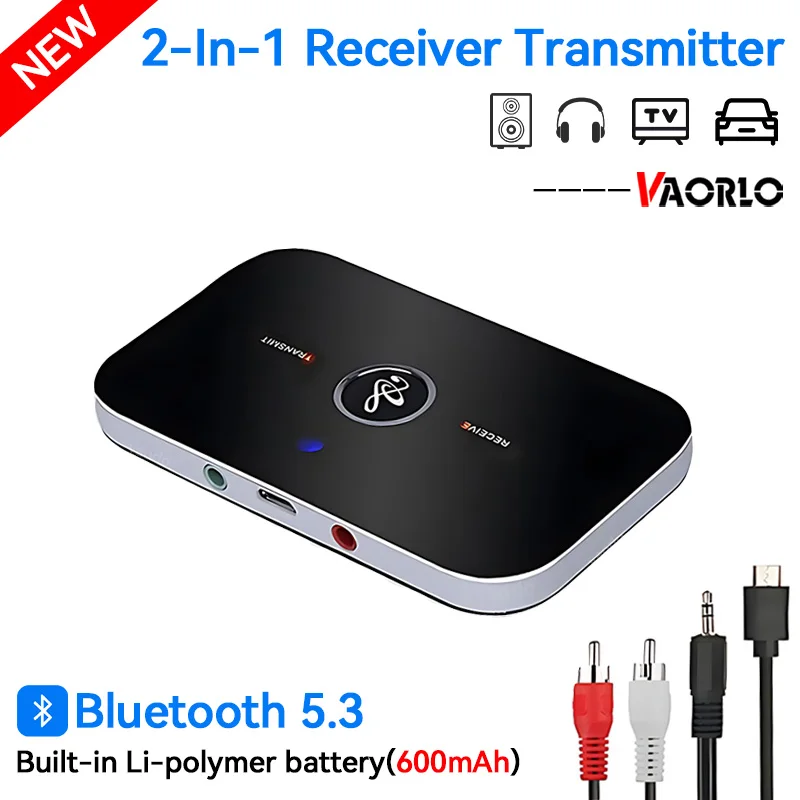 Bluetooth 5.3 Audio Transmitter Receiver RCA 3.5mm AUX Music Wireless Adapter 600mAh Battery For Car Computer TV Headset PC bluetooth adapter,bluetooth audio receiver,bluetooth transceiver adapter,audio adapter,bluetooth aux adaptor,wireless guitar transmitter receiver